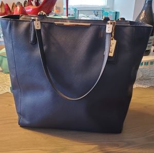Coach Madison North South Saffiano Navy Tote